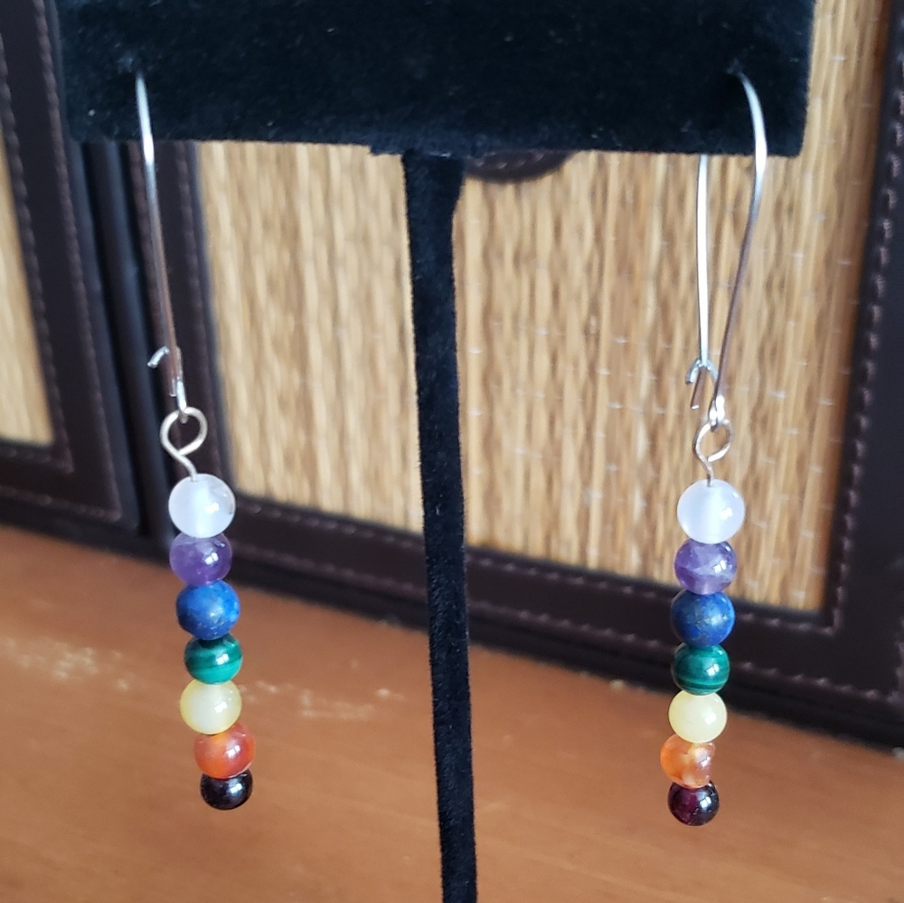 Handcrafted Gemstone Chakra Earrings